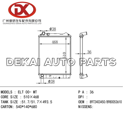 8973710110 Plastikowa aluminiowa chłodnica Isuzu Truck 8971771930 8973874661